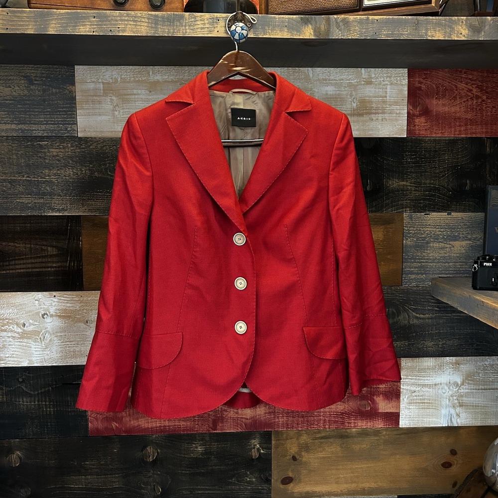 Amir's Blazer Wool Silk Lightweight Jacket Mainline Half Lined 46 US 14 Deep Red